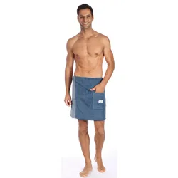 Kilt EGERIA "Ben, ideal für Sauna & Spa", blau, L:47cm, Walkfrottee, Hausmäntel, mit Streifen-Akzent