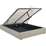 [en.casa] Polsterbett Nola mit Bettkasten 140 x 200 cm Leinen Beige