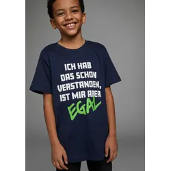 T-Shirt KIDSWORLD "ICH HAB DAS SCHON VERSTANDEN...", Jungen, Gr. 128/134, blau (marine), Jersey, Obermaterial: 100% Baumwolle, bedruckt, Basic, Basic, Rundhals, Kurzarm, Shirts, Kurzarm, Basic-Passform, bedruckt, Rundhalsausschnitt