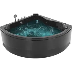 Whirlpool Badewanne schwarz Eckmodell mit LED 197 x 140 cm BARACOA