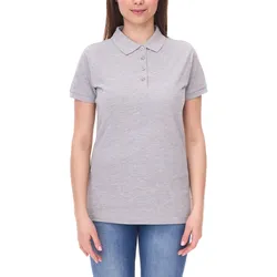 SANTINO Mika Damen Polo-Shirt aus Bio-Baumwolle Polo-Hemd mit 4er Knopfleiste Kurzarm-Shirt meliert 210 gr/m2 Grau - L