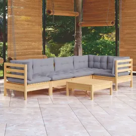 vidaXL Garten-Lounge-Set 6-tlg. grau Kiefernholz
