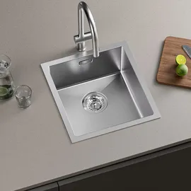 CECIPA Edelstahl Einbauspüle Küchenspüle Rechteck Spülbecken 40X44cm Eckig Spüle mit Abtropffläche - Silber