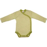 cosilana Langarm Baby-Wickelbody aus Bio Wolle / Seide Geringelt Grün 50/56