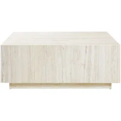 Couchtisch SALESFEVER "Almería Beistelltisch in Schwebe-Optik", beige (travertin, optik), B:90cm H:35cm T:90cm, MDF, mit Melaminfolie überzogen, Tische, quadratisch 90x90 cm, in Marmoroptik foliert