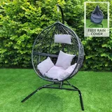 MonsterShop Polyrattan Hängesessel Schwarz