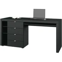 borchardt Möbel Schreibtisch BORCHARDT MÖBEL "Dolly", schwarz (schwarz matt), B:173cm H:78cm T:50cm, Tische, Schreibtisch, mit 3 Fächern und 4 Schubkästen