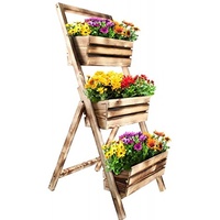 KOTARBAU® Blumenetagere Blumentreppe mit Einsatz 3 Etagen für Pflanzen Blumenregal innen & außen Holz 46x58x105 cm Blumentopf Gegerbt
