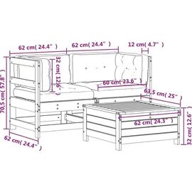 vidaXL Garten-Lounge-Set 3-tlg. Kiefernholz imprägniert braun