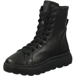 Schnürstiefelette GEOX "Geox Stiefelette Leder", Damen, Gr. 37, schwarz, Leder, casual, Schuhe