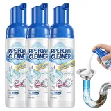 Rohrreiniger Schaum und Abflussreiniger, Tiefenwirksamer Schaumreiniger Gegen Verstopfung Abfluss WC Reiniger Schaum für Küche Bad Toiletten,3 Pcs