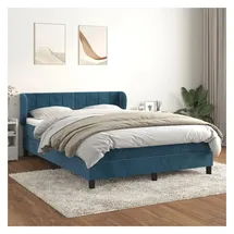 vidaXL Boxspringbett mit Matratze Dunkelblau 140x200 cm Samt
