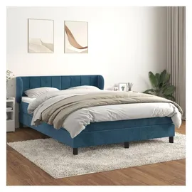 vidaXL Boxspringbett mit Matratze Dunkelblau 140x200 cm Samt