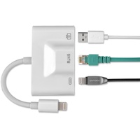 4smarts 3in1 Hub Lightning auf Ethernet, USB-A und Lightning, weiß