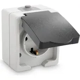 greate. Klappdeckelsteckdose 1-fach Grau