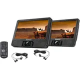 Silvercrest Tragbarer DVD Player mit 2X 22,7 cm (9'') Bildschirmen, Schwarz, DVD, CD, USB, Auxiliary, 22,7 cm (9'') LCD LED, Portable_Video_DISC_Player, Kfz-kompatibel