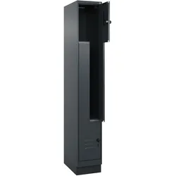 C+P Z-Spind Classic PLUS, Sockel, 2 Abteile, HxBxT 195x30x50cm, Sicherheitsdrehriegel, Anthrazit von PROREGAL
