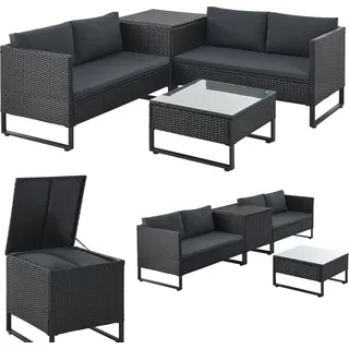 Juskys Polyrattan Lounge Santorini - Schwarz