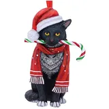 Nemesis Now Candy Cane Cat Unisex Weihnachtskugeln Standard Kunststoff Geschenke, Katzen, Weihnachten