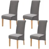 FXKS Stuhlhussen 4er Set,Stretch Stuhlhussen,Waschbar Abnehmbare High Back Chair Protector Covers,Velvet Stuhlhussen für Bankett Dining Room Restaurant Familie Dekoration (Dunkel grau)