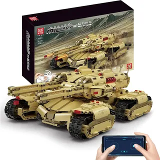 Mould King 20011 Technologie MOC MK-II Baustein Tank, dynamische Version des Kriegsserienmodells (Fernbedienung & APP Steuerung R/C) Panzer Montagesatz, kompatibel mit, Unisex