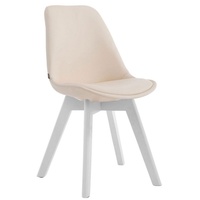 TPFLiving Esszimmerstuhl Manolo - Besucherstuhl mit Kunstlederbezug (Küchenstuhl - Gestell Buchenholz weiß), Maße (TxBxH): 55 x 48 x 84cm - Farbe: beige