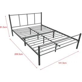 [en.casa] Metallbett Laos 140x200 cm mit Kaltschaummatratze Dunkelgrau