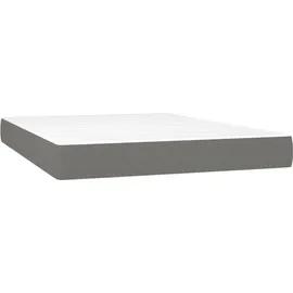 vidaXL Boxspringbett mit Matratze & LED Dunkelgrau 140x200 cm Stoff