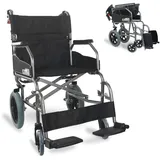 Mobiclinic Mobiclinic® klappbarer transitrollstuhl, Ultraleicht, Modell museo, Aluminium, Handbremsen, Faltbarer rollstuhl, Fußstützen, Armlehnen, Schwarz