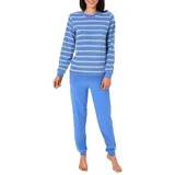 RELAX by Normann Frottee Pyjama gestreift Hellblau 48/50