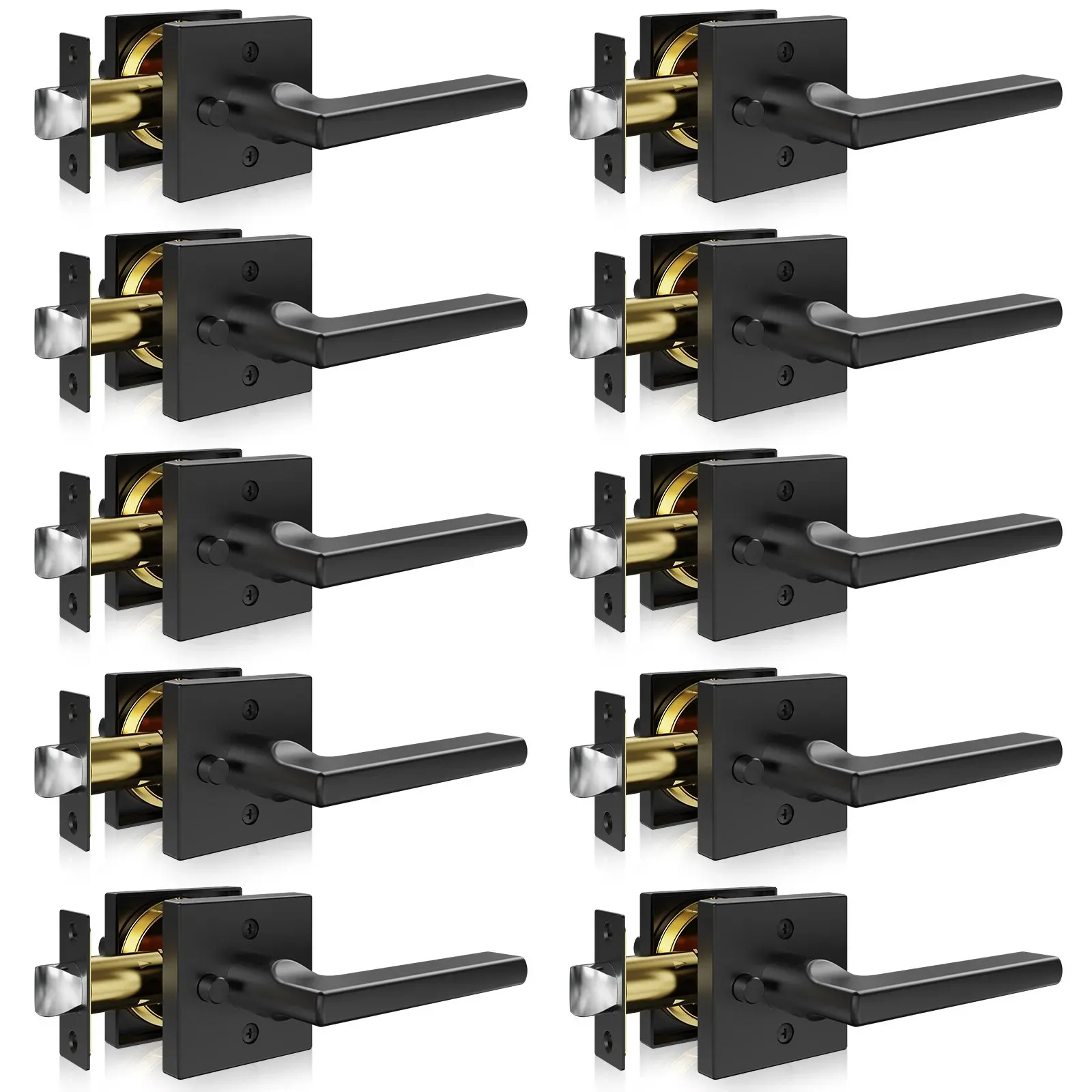 VEVOR 10-teiliger Türbeschlag Kompatible Türstärke 35-45 mm Türgriff aus Zinklegierung Türklinke OHNE Sperrfunktion Türknauf 60 / 70 mm Verstellbar Drückergarnitur 160 x 140 x 65 mm Mattschwarz