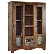 Massivmoebel24 Highboard Altholz 115x40x150 mehrfarbig lackiert NATURE of SPIRIT #21