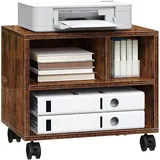 Woltu Druckertisch mit 3 Fächern 40x35x30 cm braun