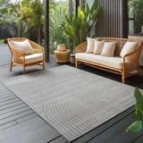Carpettex Outdoor Teppich wetterfest, Wohnzimmer, Schlafzimmer, Garten, Balkon, Kurzflor Grau, Hoch-Tief-Effekt, weich & waschbar, pflegeleicht, 160x230 cm
