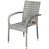 CASARIA Gartenstühle 4er Set Stapelbar Grau