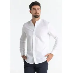 Victorio & Lucchino, V&L für Herren. 640277182 Mao-Kragenhemd weiß (L), Lässig, Leinen, Langarm