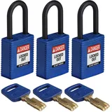 Brady SafeKey Nylon Lockout-Vorhängeschloss Mit Nylon Bügel 38.00 mm Blau KA - Gleichschließende Schlösser 3 Stück