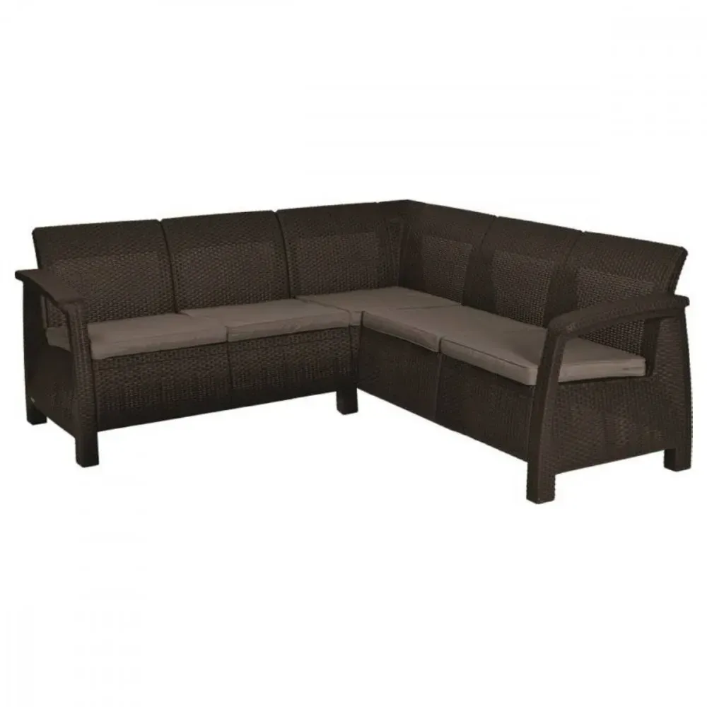 Korfu entspannen künstlichen Rattan Garten Ecke Set braun