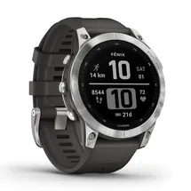 Garmin Fenix 7 Standard silber mit graphitfarbenem Armband