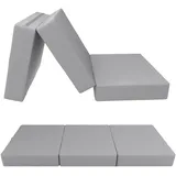 POKAR Klappmatratze 3-teilige Faltmatratze Wasserabweisend Camping Matratze Gästematratze Feldbett Klappbett Gästebett Bodenmatratze Schlafmatratze 80 x 195 x 15 cm, Grau