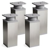 sossai® Möbelfuß Design-Möbelfüße, 4er & 8er Set, höhenverstellbar MFV1, Farbe: Inox/G, (4-St), Farbe: Inox/Grau grau 6 cm