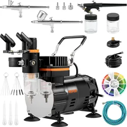 VEVOR Profi Dual Action Airbrush-Spritzpistole Set 18 - 23 L/min 120 W 220 V Mini Airbrush Luftkompressor Schwerkraft Lackierpistole für