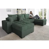 Collection AB Wohnlandschaft COLLECTION AB "Josy XL U-Form, B: 313 cm in Cord, Cord-Mix", grün (dunkelgrün), B:313cm H:84cm T:161cm, 100% Polyester, Sofas, Wohnlandschaft, Bettfunktion, Bettkasten & 2 Zierkissen, Federkern, Topseller