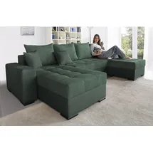 Collection AB Wohnlandschaft COLLECTION AB "Josy XL U-Form, B: 313 cm in Cord, Cord-Mix", grün (dunkelgrün), B:313cm H:84cm T:161cm, 100% Polyester, Sofas, Wohnlandschaft, Bettfunktion, Bettkasten & 2 Zierkissen, Federkern, Topseller