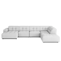 Emoebel24 Ecksofa U-form rechts 364x262x70 cm modular Sofa Bergi Hellgrau - Hellgrau