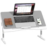 ARATERVIO Höhenverstellbarer Laptoptisch – Winkelverstellbarer Lapdesk bis 17 Zoll, Stabiler Betttisch mit Mausfläche, klappbar & rutschfest, Laptop-Zubehör & Lapdesks (Grau)