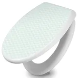 Banjado Toilettendeckel Mit Absenkautomatik WC-Sitz Soft Close Weiß Hygienischer Duroplast Leichte Montage Mit Motiv Strahlen Mint