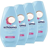 Schauma Schwarzkopf Feuchtigkeits-Spülung Feuchtigkeit & Glanz (4x 250 ml), Haarspülung lässt das Haar glänzen, Spülung mit Reiswasser für normales bis trockenes Haar