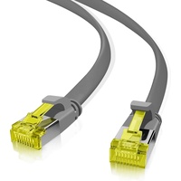 Helos Ultra Flach-Patchkabel, Cat6a, U/FTP, RJ-45/RJ-45, 0.3m, grau (205218)
