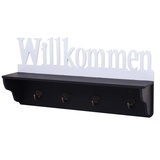 MCW Garderobenpaneel MCW-D41-w, 4 Haken, Ablagefläche, Kleiderhaken individuell anbringbar schwarz